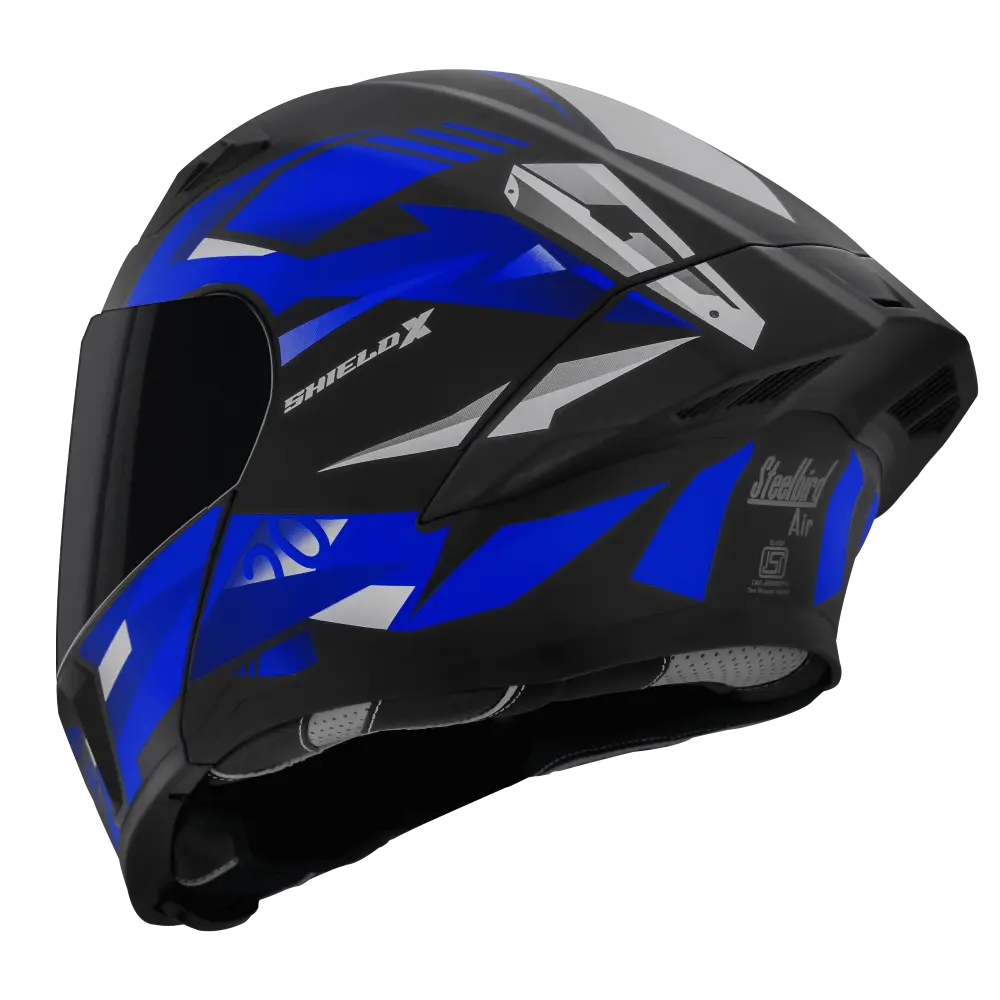 STEELBIRD SBA-20 ISS BT SHIELD X GLOSSY BLACK/BLUE C/V 580 MM STEELBIRD SBA-20 ISS BT SHIELD X GLOSSY BLACK/BLUE C/V 580 MM