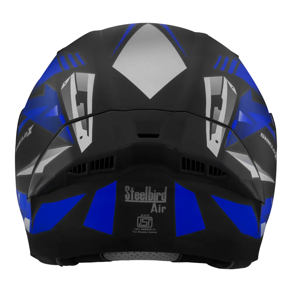 STEELBIRD SBA-20 ISS BT SHIELD X GLOSSY BLACK/BLUE C/V 580 MM STEELBIRD SBA-20 ISS BT SHIELD X GLOSSY BLACK/BLUE C/V 580 MM