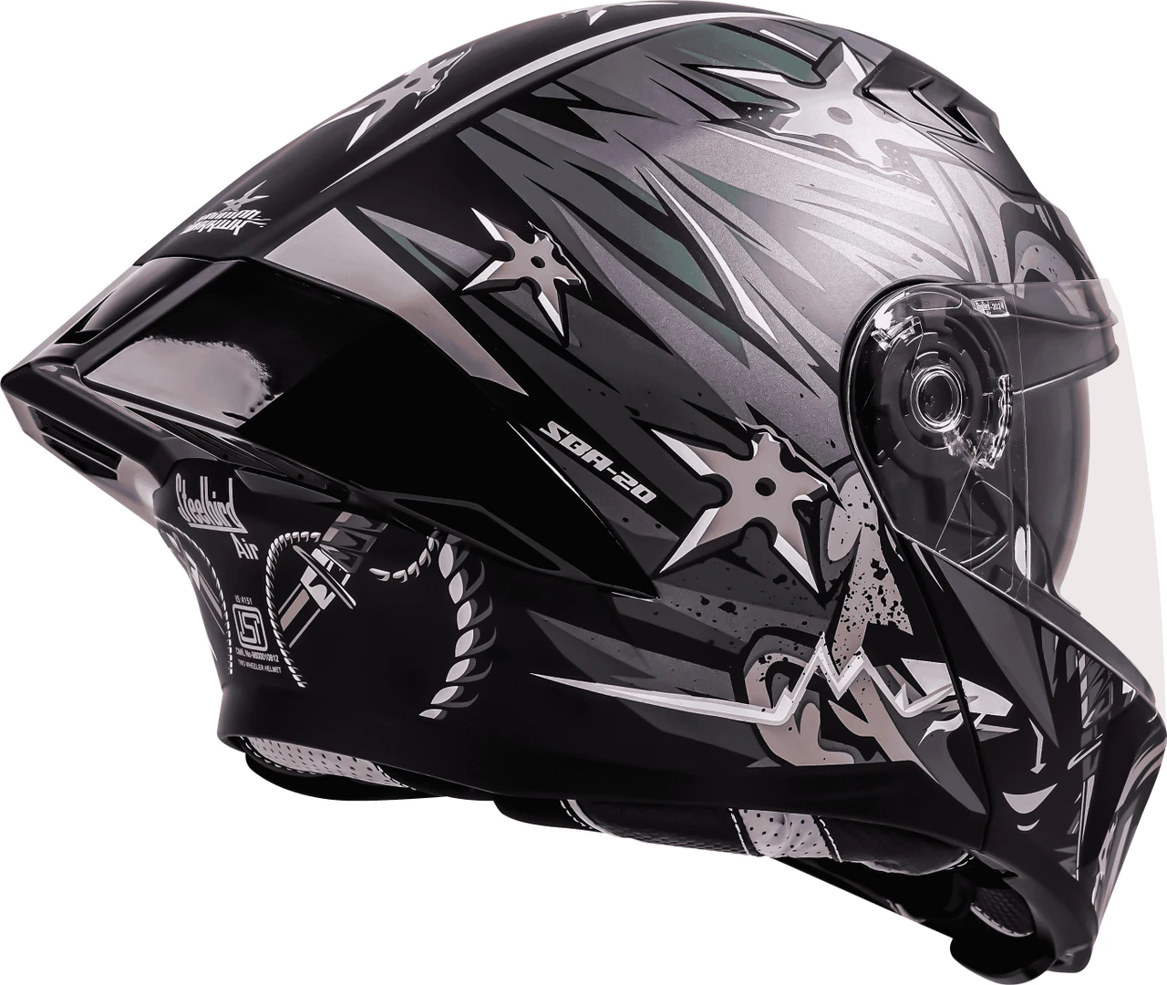 STEELBIRD SBA-20 ISS DARK WARRIOR MATT BLACK/GREY C/V 600 MM