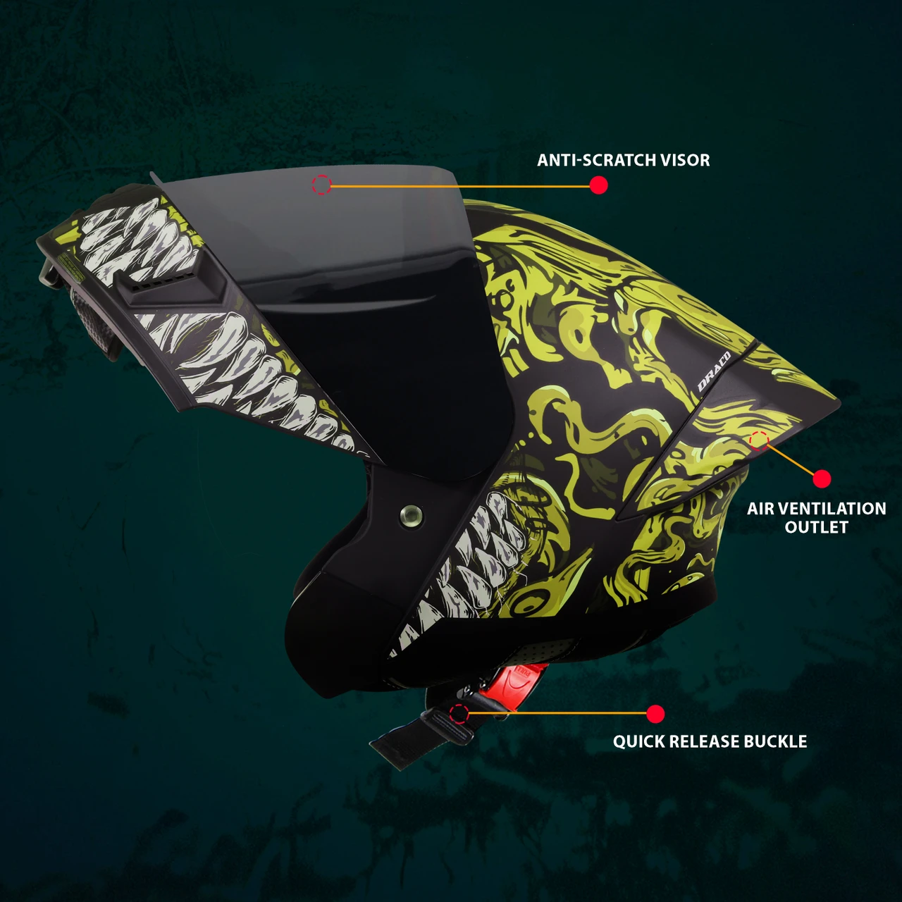STEELBIRD SBA-20 ISS DRACO GLOSSY BLACK/NEON C/V 580 MM WITH EXTRA SMOKE VISOR STEELBIRD SBA-20 ISS DRACO GLOSSY BLACK/NEON C/V 580 MM WITH EXTRA SMOKE VISOR