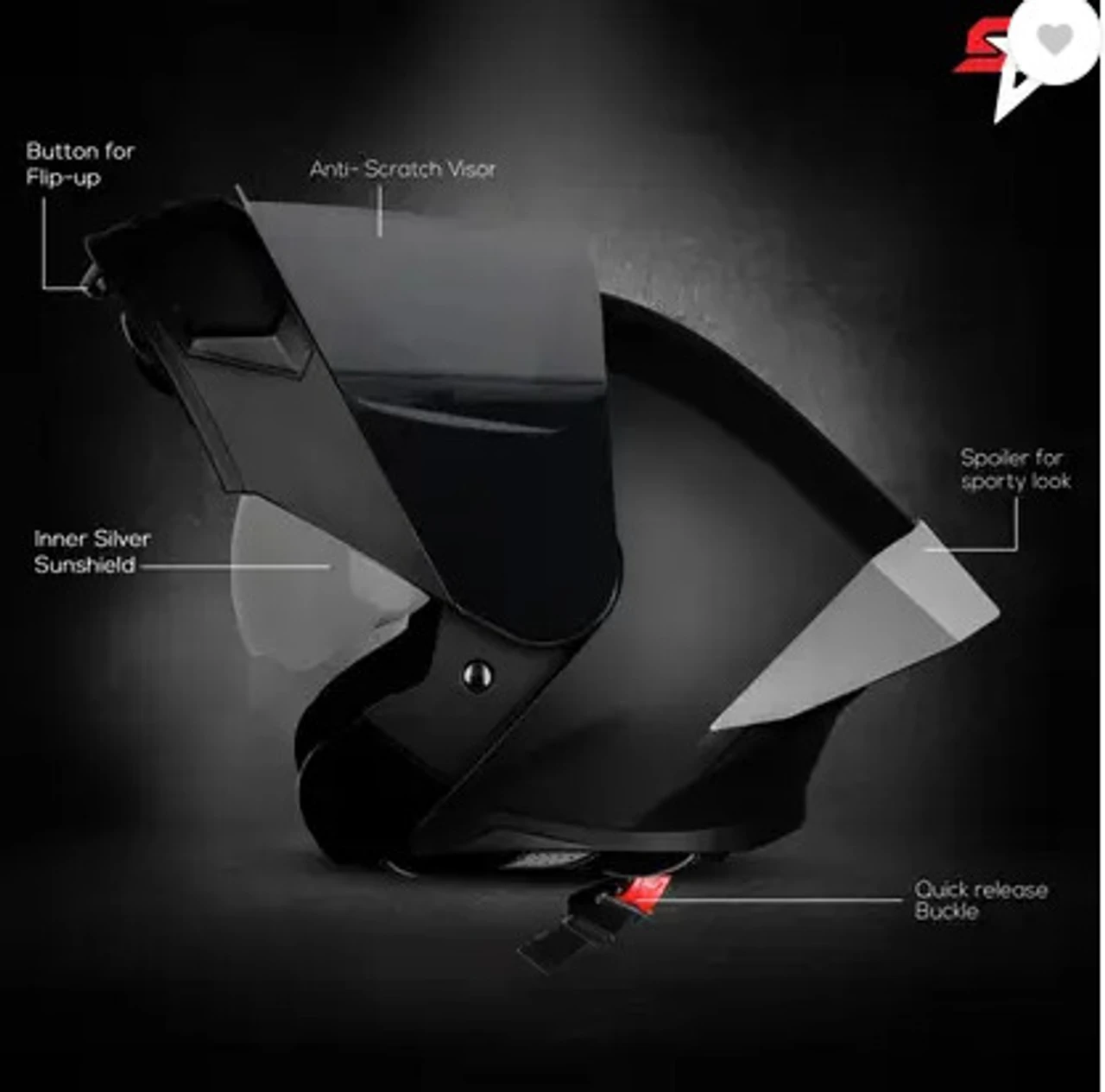 STEELBIRD SBA-20 ISS GLOSSY BLACK(CHROME SPECIAL EDITION) C/V 600 MM SILVER CHROME SPOLIER STEELBIRD SBA-20 ISS GLOSSY BLACK(CHROME SPECIAL EDITION) C/V 600 MM SILVER CHROME SPOLIER