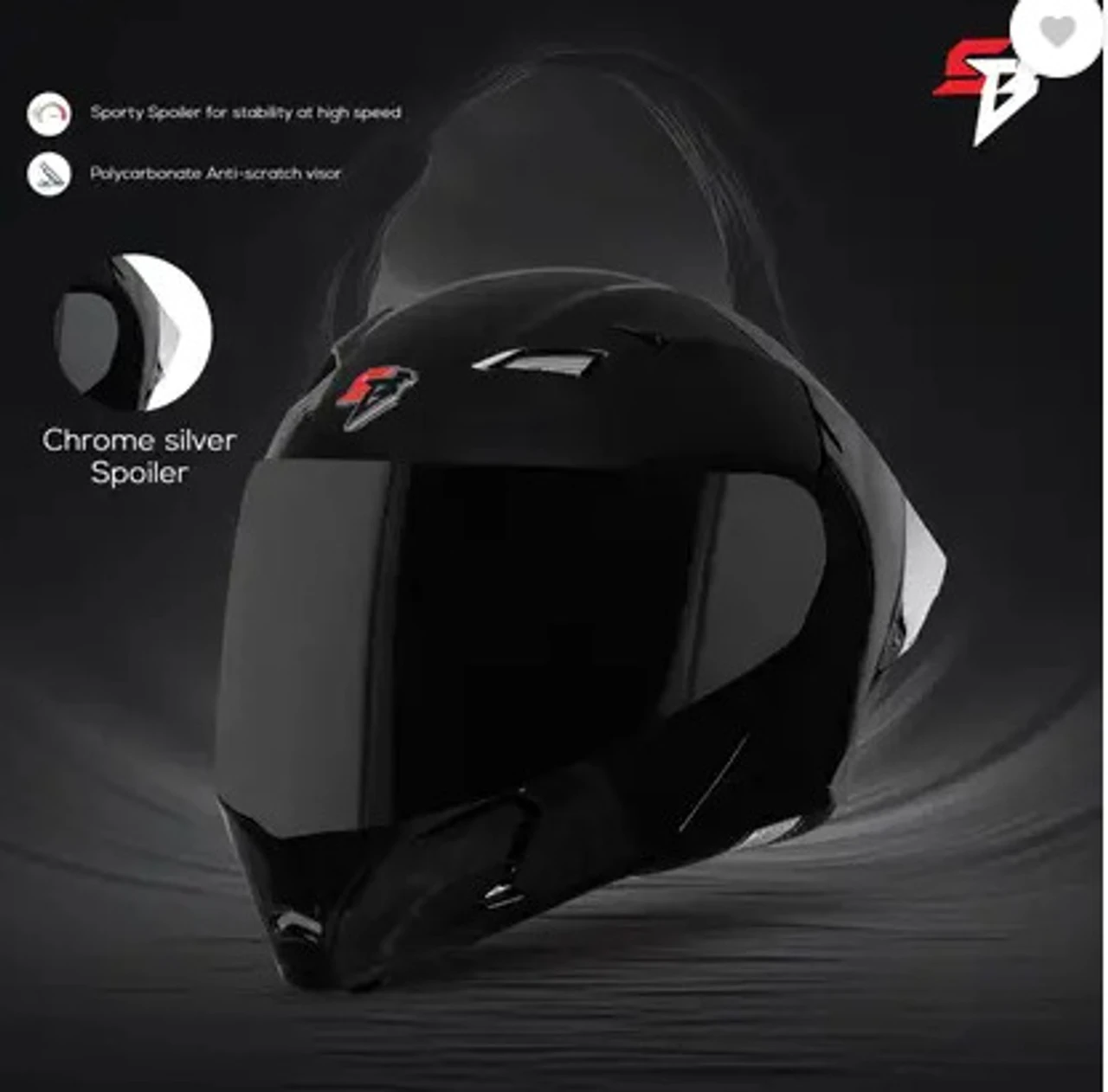 STEELBIRD SBA-20 ISS GLOSSY BLACK(CHROME SPECIAL EDITION) C/V 600 MM SILVER CHROME SPOLIER STEELBIRD SBA-20 ISS GLOSSY BLACK(CHROME SPECIAL EDITION) C/V 600 MM SILVER CHROME SPOLIER