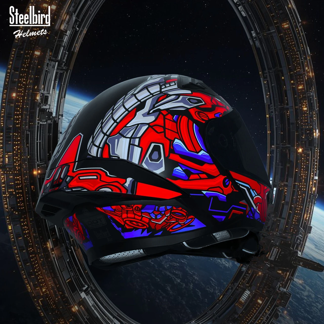 STEELBIRD SBA-20 ISS ROBO MATT BLACK/RED BLUE C/V 600MM STEELBIRD SBA-20 ISS ROBO MATT BLACK/RED BLUE C/V 600MM