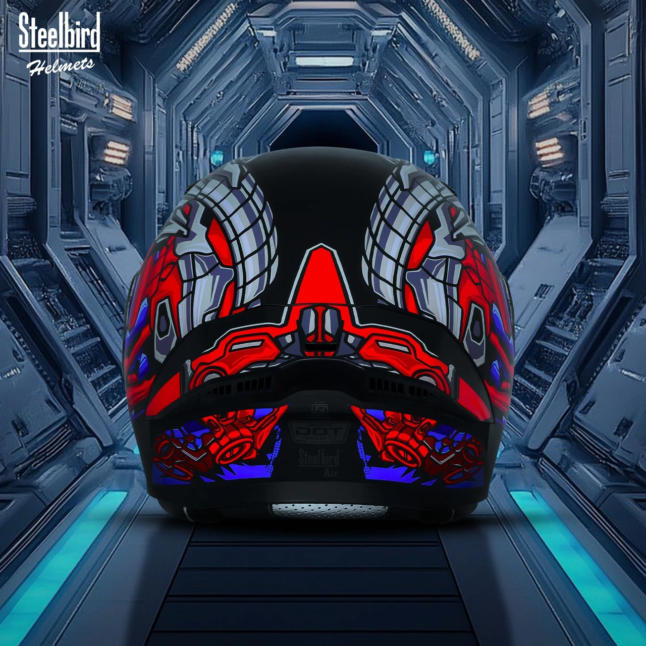 STEELBIRD SBA-20 ISS ROBO MATT BLACK/RED BLUE C/V 600MM STEELBIRD SBA-20 ISS ROBO MATT BLACK/RED BLUE C/V 600MM