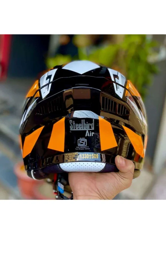 STEELBIRD SBA-20 ISS SHIELD X GLOSSY BLACK/ORANGE C/V 600 MM STEELBIRD SBA-20 ISS SHIELD X GLOSSY BLACK/ORANGE C/V 600 MM