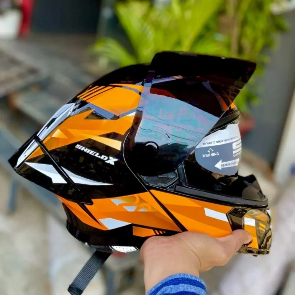 STEELBIRD SBA-20 ISS SHIELD X GLOSSY BLACK/ORANGE C/V 600 MM STEELBIRD SBA-20 ISS SHIELD X GLOSSY BLACK/ORANGE C/V 600 MM
