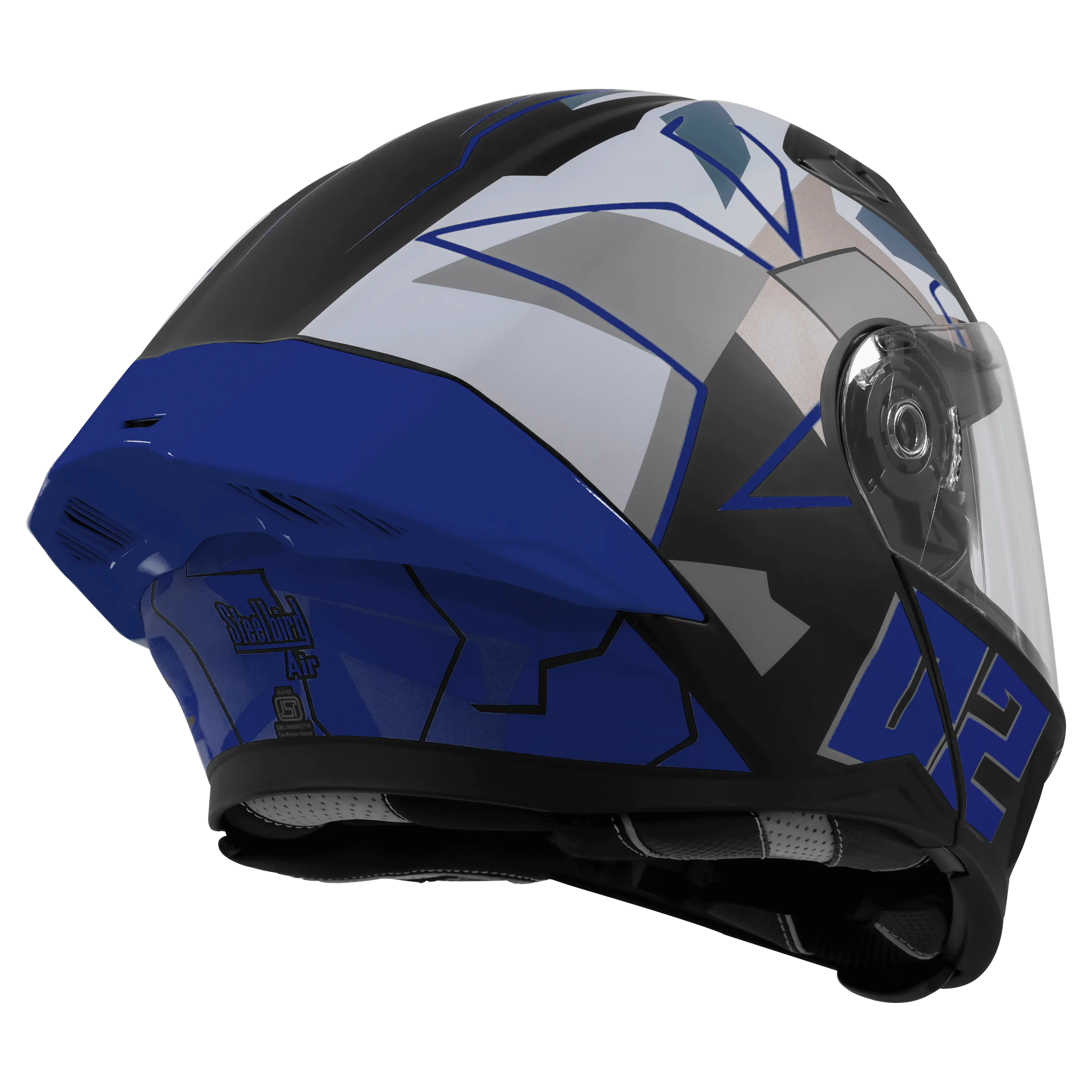 STEELBIRD SBA-20 ISS NUMEROLOGY 02 GLOSSY BLACK/BLUE C/V 580 MM WITH EXTRA SMOKE VISOR,BLUE SPOILER STEELBIRD SBA-20 ISS NUMEROLOGY 02 GLOSSY BLACK/BLUE C/V 580 MM WITH EXTRA SMOKE VISOR,BLUE SPOILER