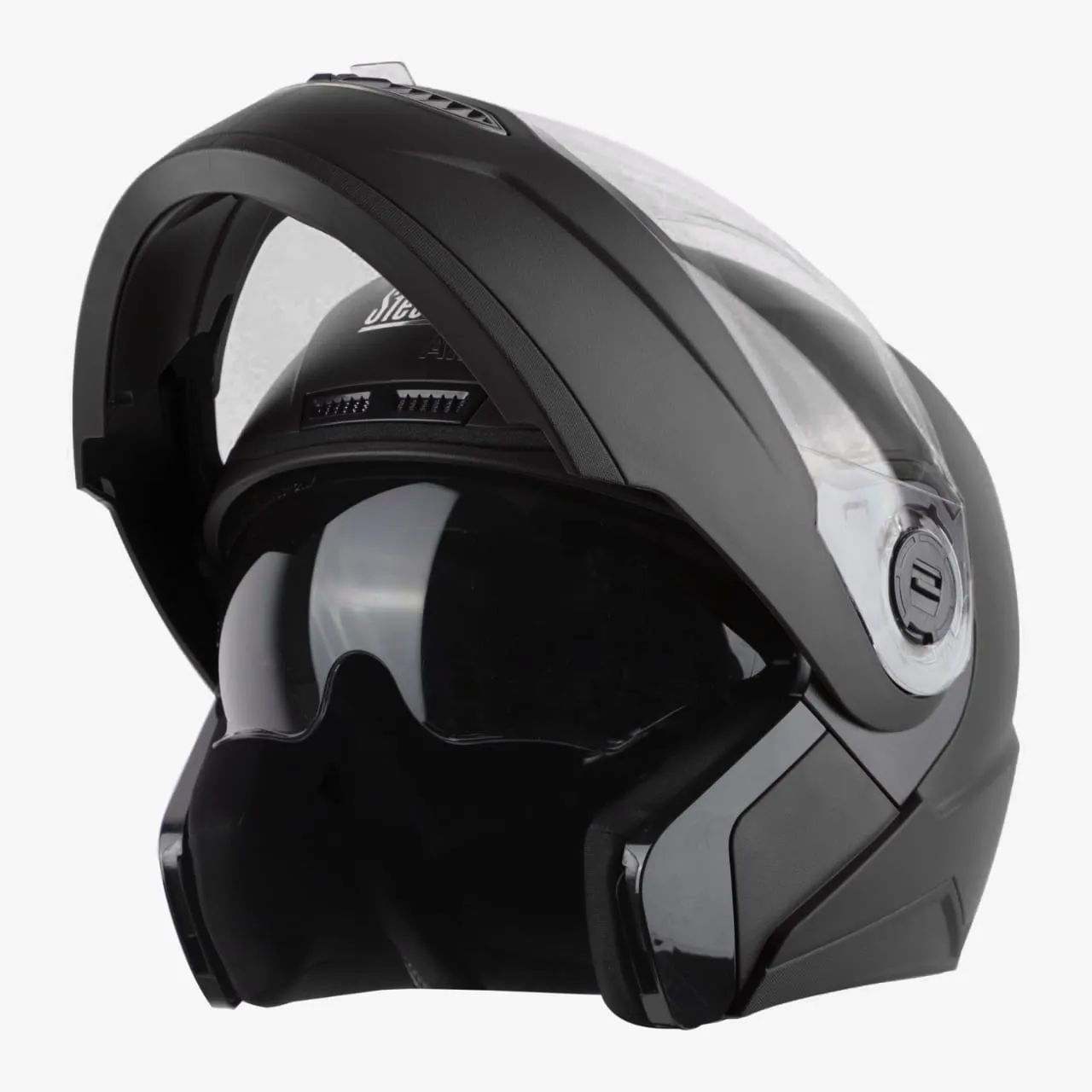 STEELBIRD SBA-7 ISS DASHING BLACK C/V WITH INNER SMOKE SUNSHIELD (L)