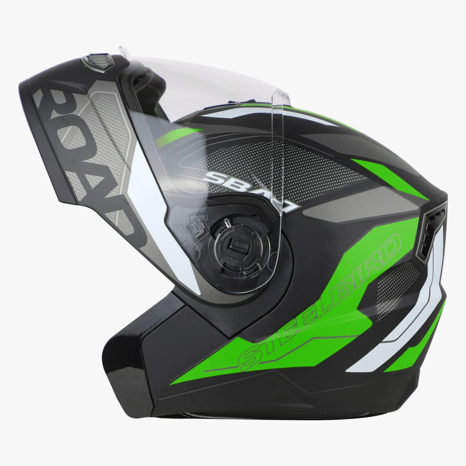 STEELBIRD SBA-7 ROAD GLOSSY BLACK/GREEN C/V (L)