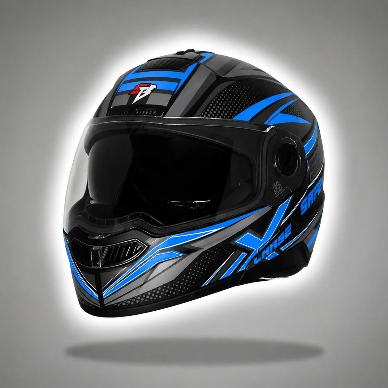 STEELBIRD SBA-7 ISS CHASE SAFE GLOSSY BLACK/BLUE C/V (M)