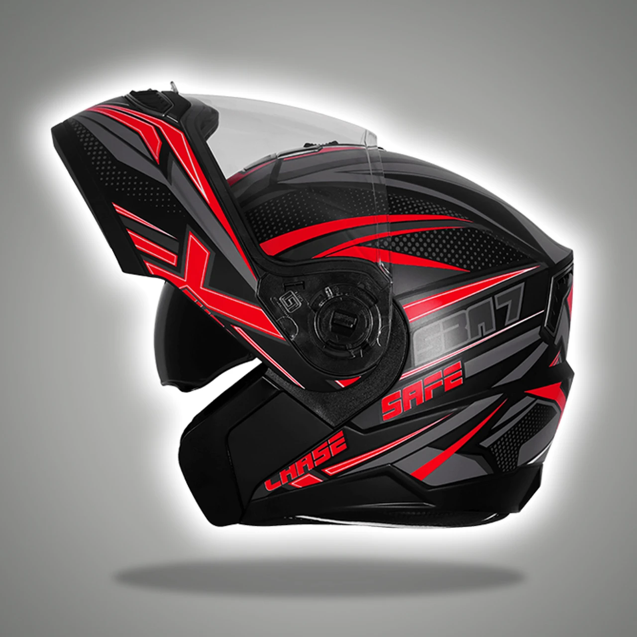 STEELBIRD SBA-7 ISS CHASE SAFE MATT BLACK/RED C/V (M)