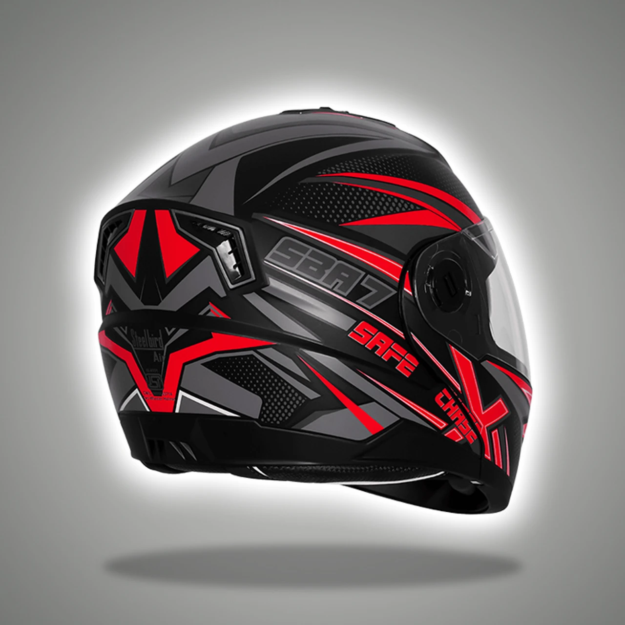 STEELBIRD SBA-7 ISS CHASE SAFE GLOSSY BLACK/RED C/V (L)