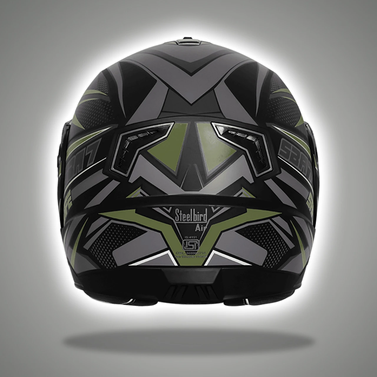 STEELBIRD SBA-7 ISS CHASE SAFE GLOSSY BLACK/GREEN C/V (M)