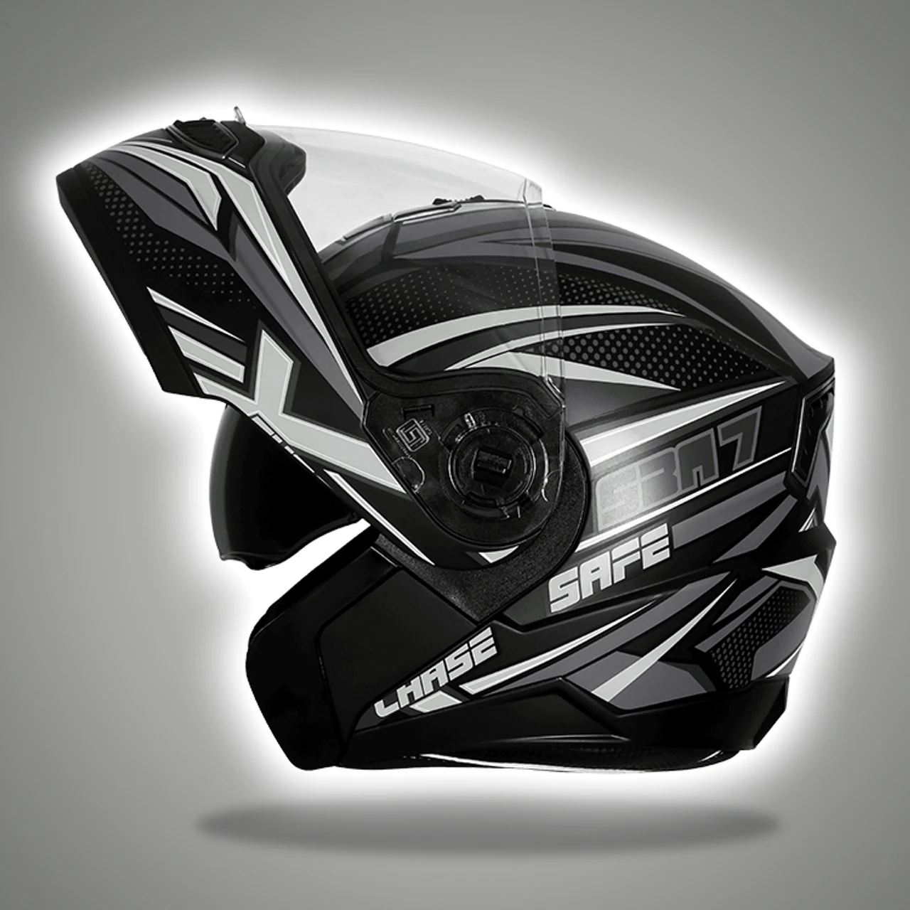 STEELBIRD SBA-7 ISS CHASE SAFE GLOSSY BLACK/GREY C/V (M)