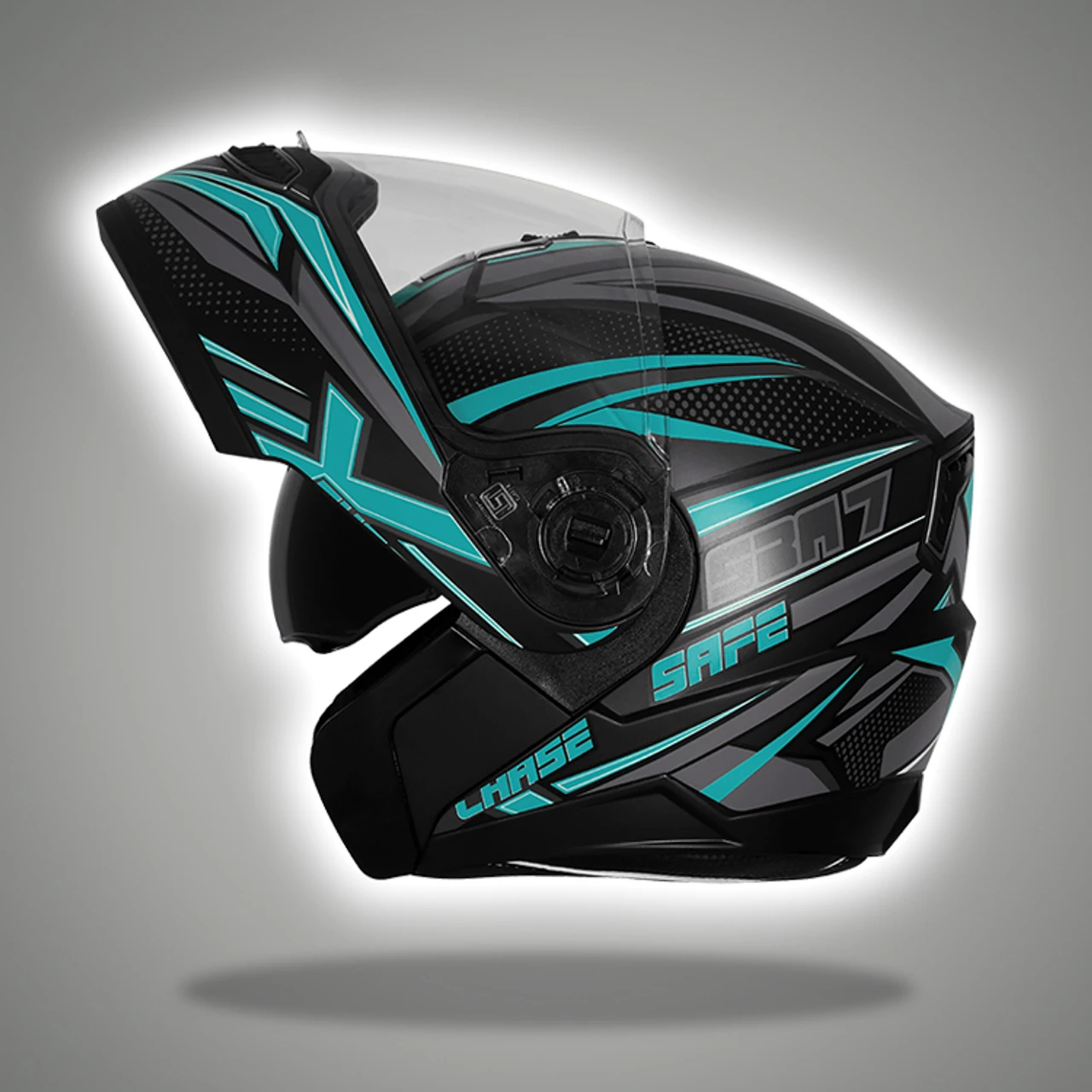 STEELBIRD SBA-7 ISS CHASE SAFE GLOSSY BLACK/SEA BLUE C/V (M) STEELBIRD SBA-7 ISS CHASE SAFE GLOSSY BLACK/SEA BLUE C/V (M)