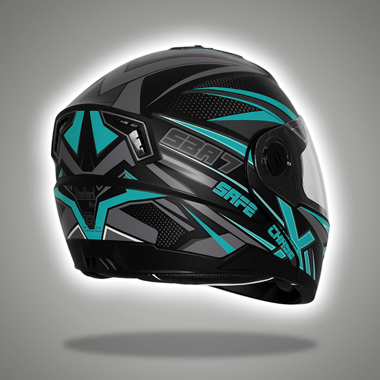 STEELBIRD SBA-7 ISS CHASE SAFE GLOSSY BLACK/SEA BLUE C/V (M) STEELBIRD SBA-7 ISS CHASE SAFE GLOSSY BLACK/SEA BLUE C/V (M)