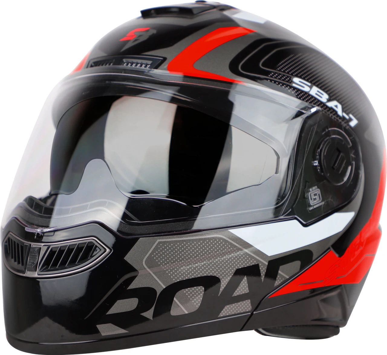 STEELBIRD SBA-7 ISS ROAD GLOSSY BLACK/RED C/V (M)