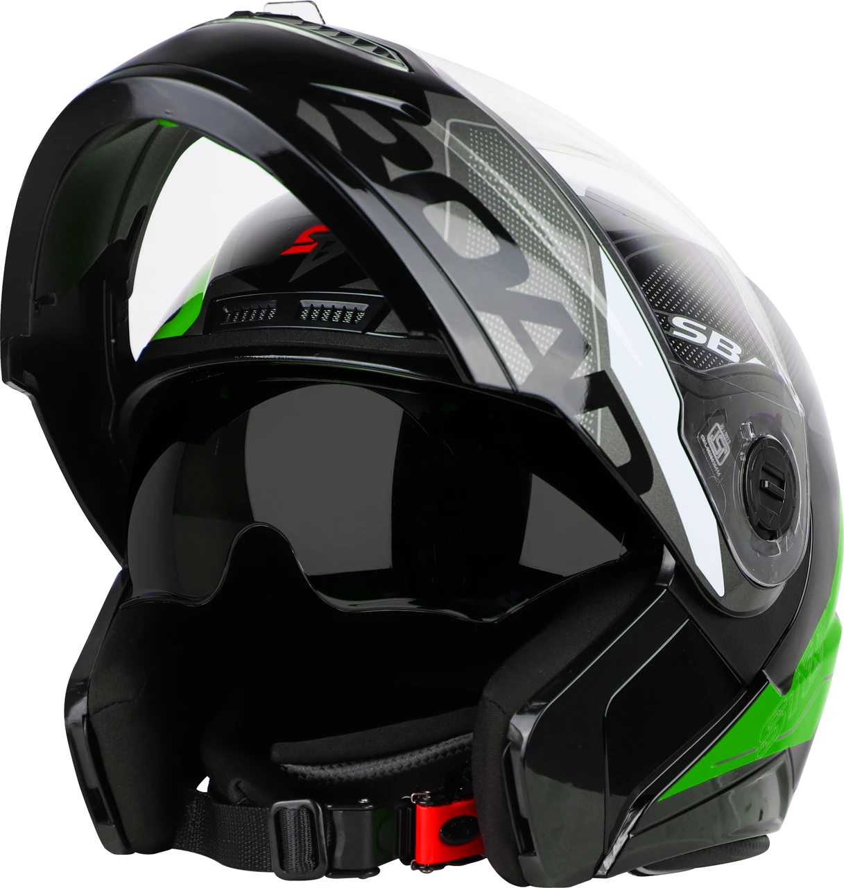 STEELBIRD SBA-7 ISS ROAD MATT BLACK/GREEN C/V (L)