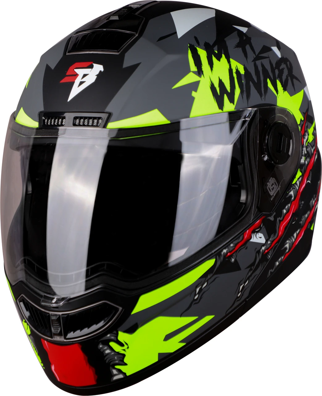 STEELBIRD SBA-7 ISS WINNER MATT BLACK/FLUO NEON C/V (M)