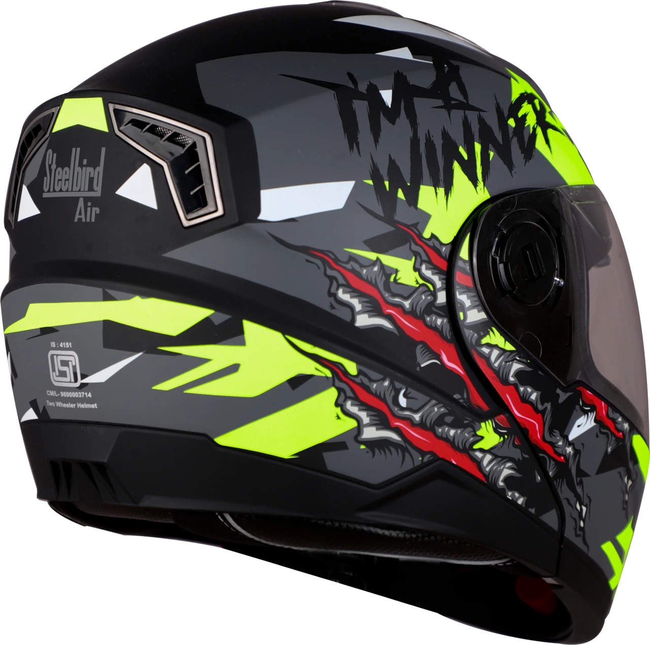 STEELBIRD SBA-7 ISS WINNER MATT BLACK/FLUO NEON C/V (M)