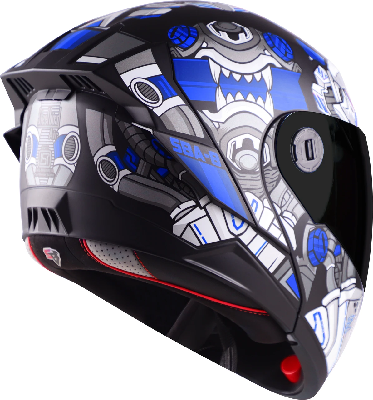 STEELBIRD SBA-8 ISS DIZIMON GLOSSY BLACK/BLUE C/V 580 MM WITH EXTRA SMOKE VISOR