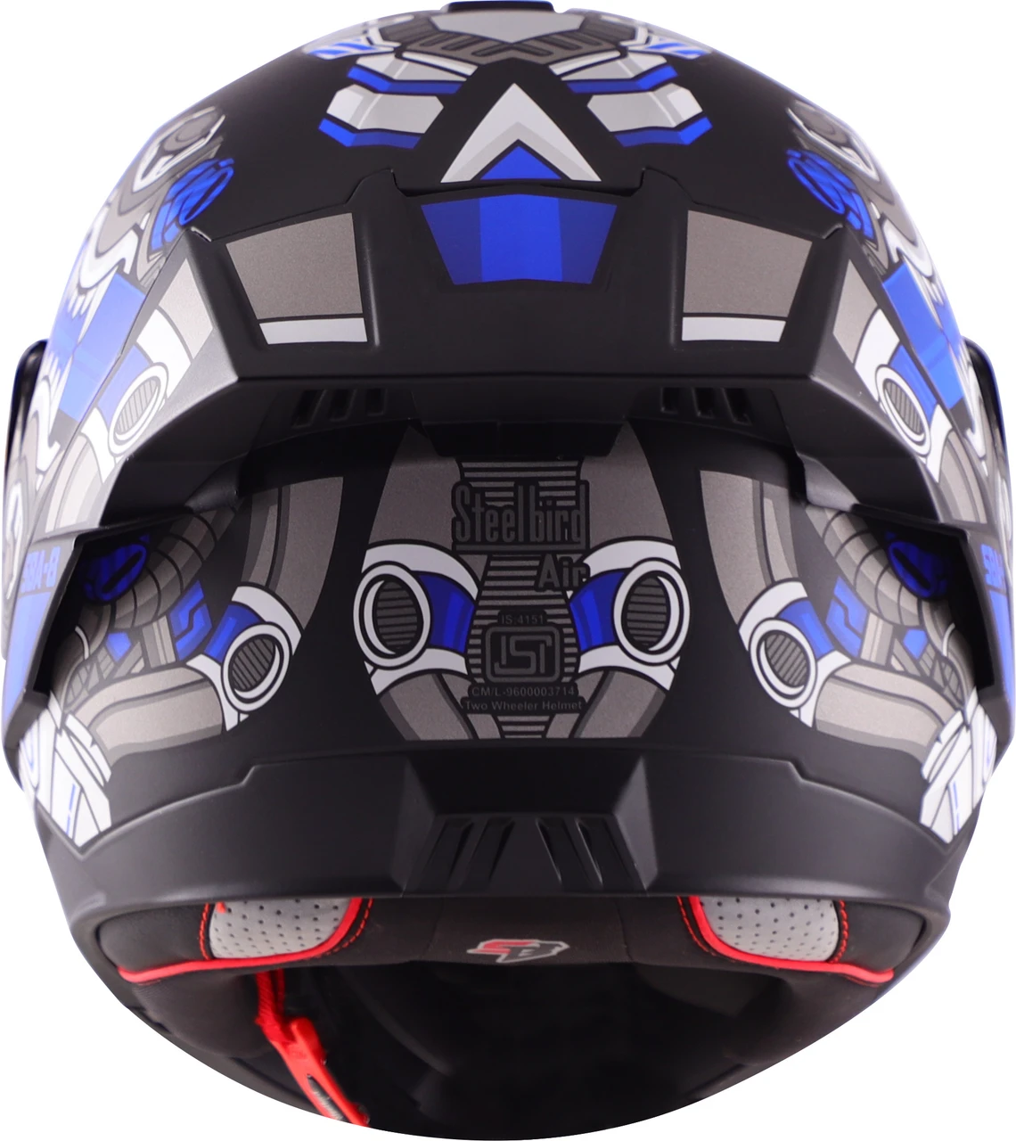 STEELBIRD SBA-8 ISS DIZIMON GLOSSY BLACK/BLUE C/V 580 MM WITH EXTRA SMOKE VISOR