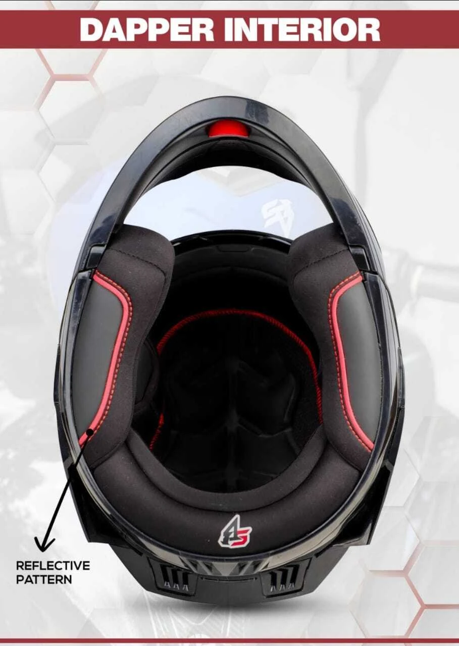 STEELBIRD SBA-8 ISS GLOSSY BLACK WITH BLACK SPOILER C/V 580 MM