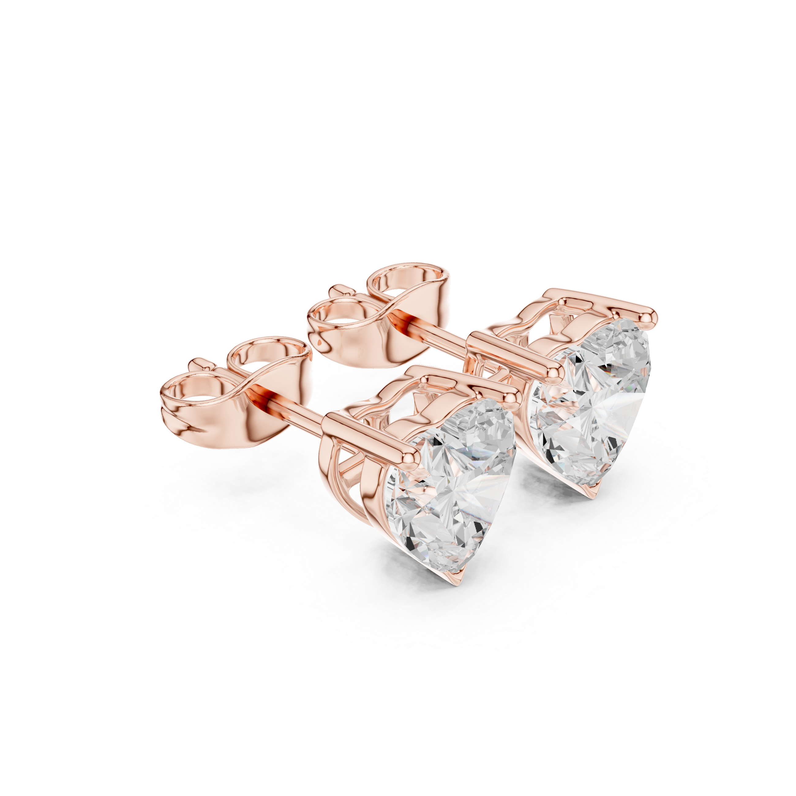 Heart diamond Lab grown earstuds V prong setting