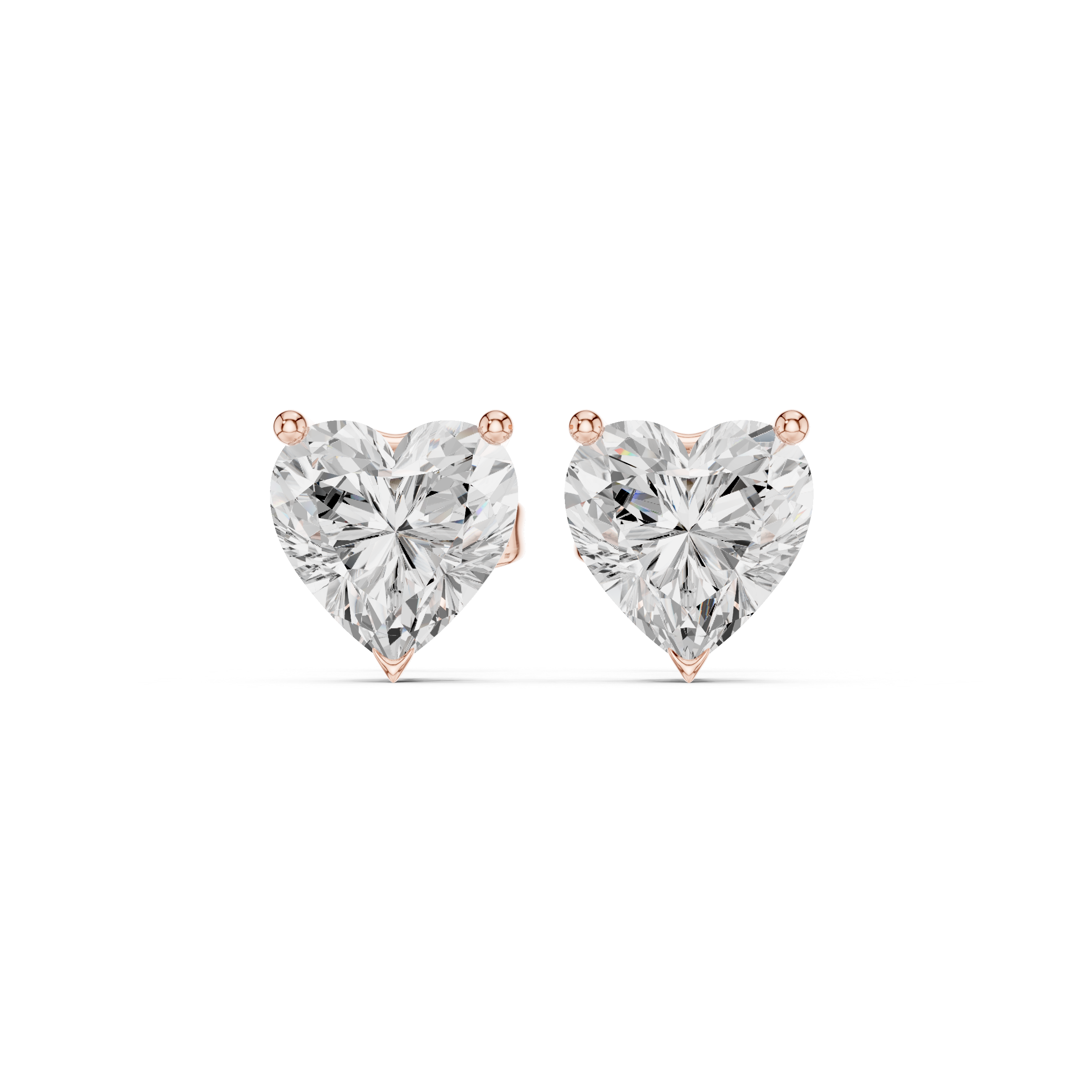 Heart diamond Lab grown earstuds V prong setting