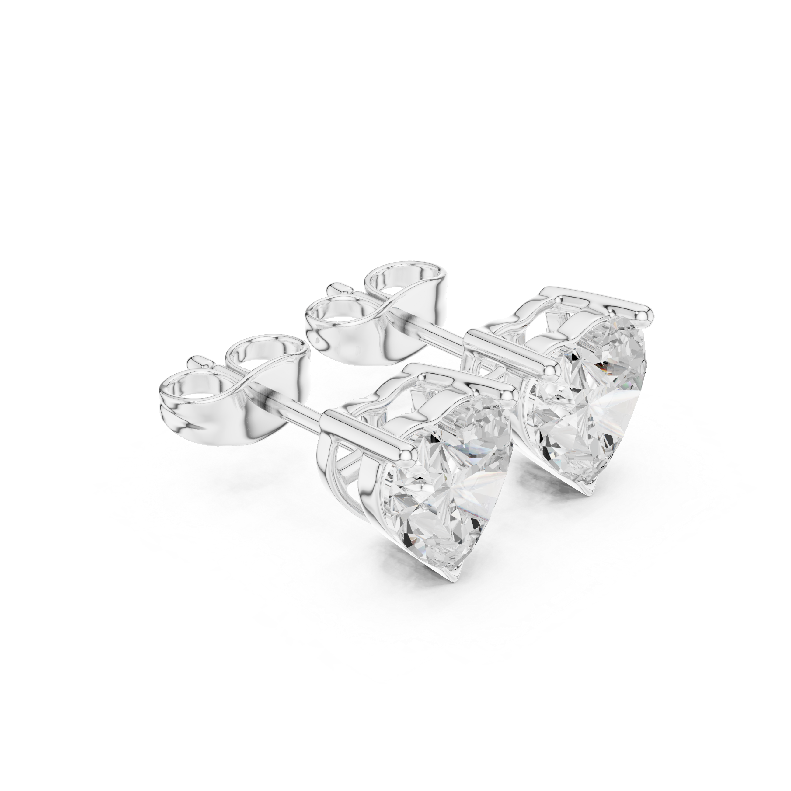Heart diamond Lab grown earstuds V prong setting