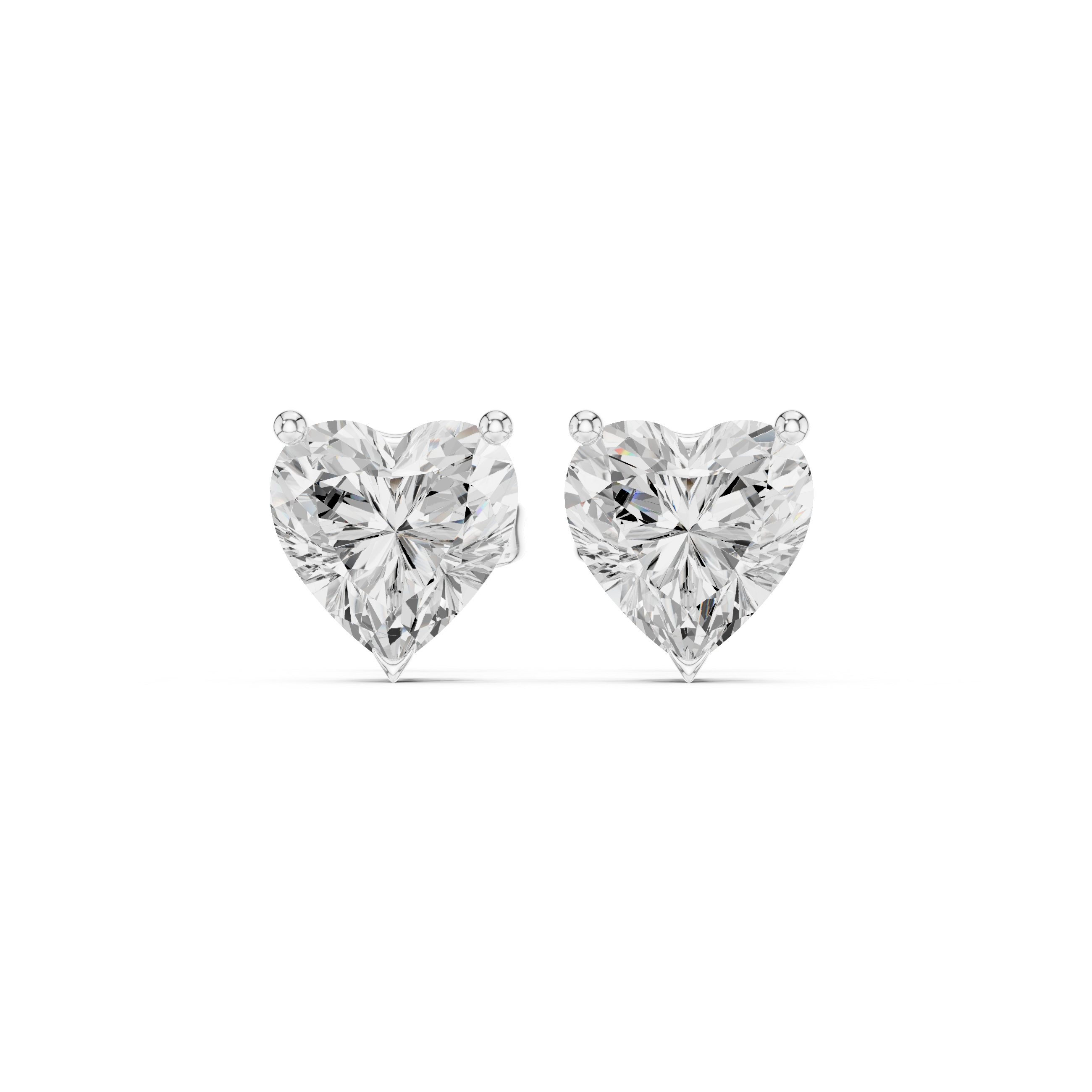 Heart diamond Lab grown earstuds V prong setting