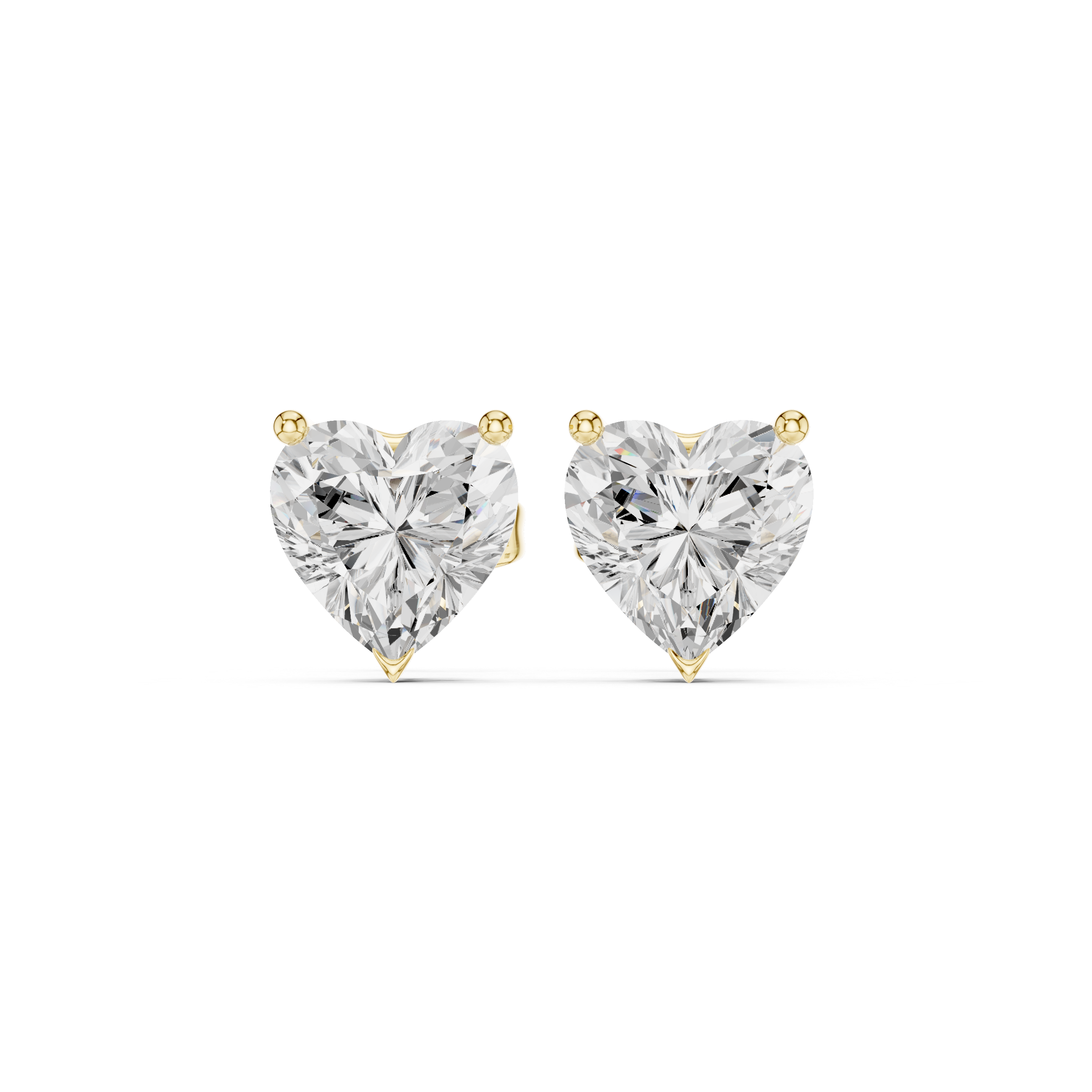 Heart diamond Lab grown earstuds V prong setting