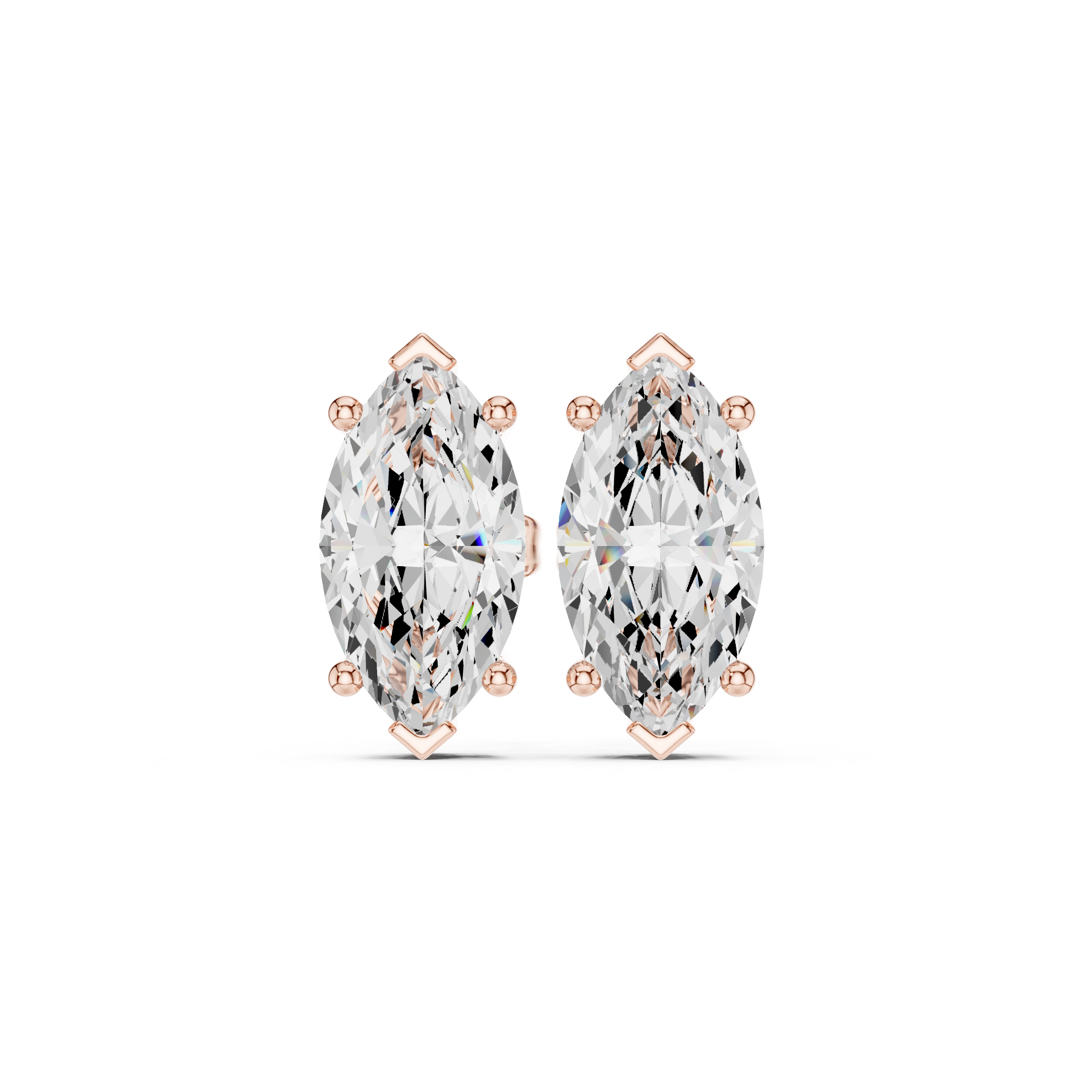 Marquise diamond Lab grown earstuds V prongs setting