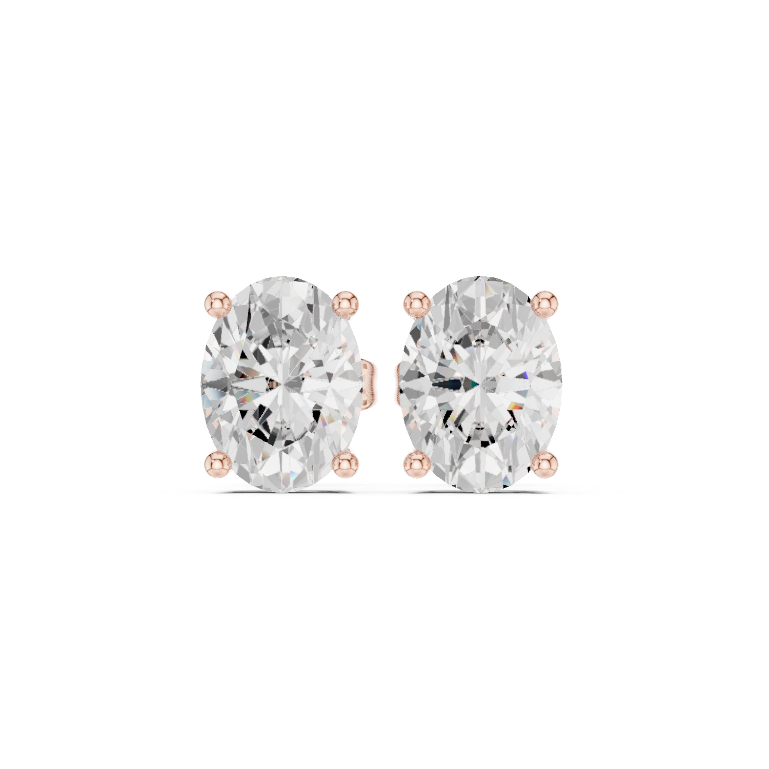 Oval diamond Lab grown earstuds prongs setting