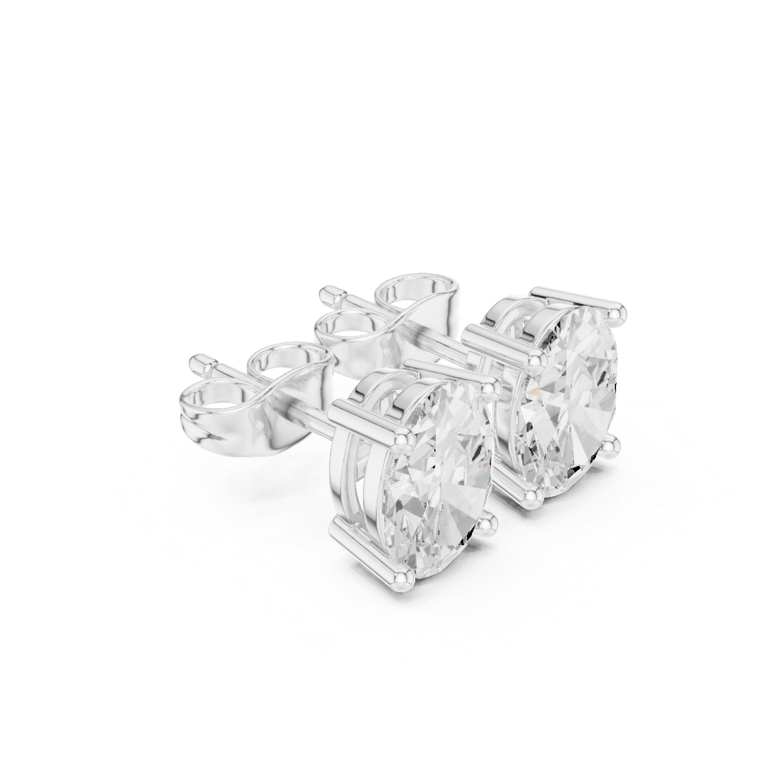 Oval diamond Lab grown earstuds prongs setting