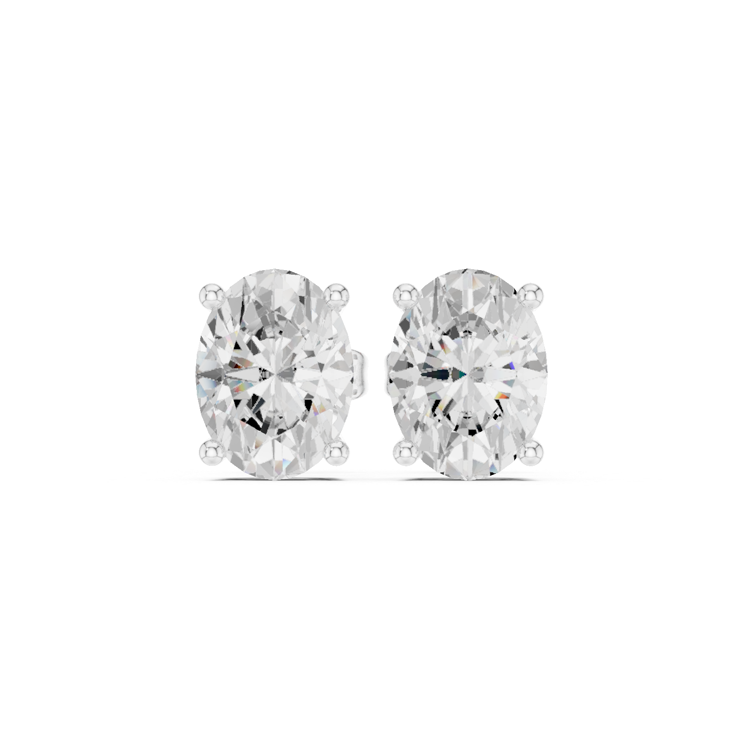 Oval diamond Lab grown earstuds prongs setting