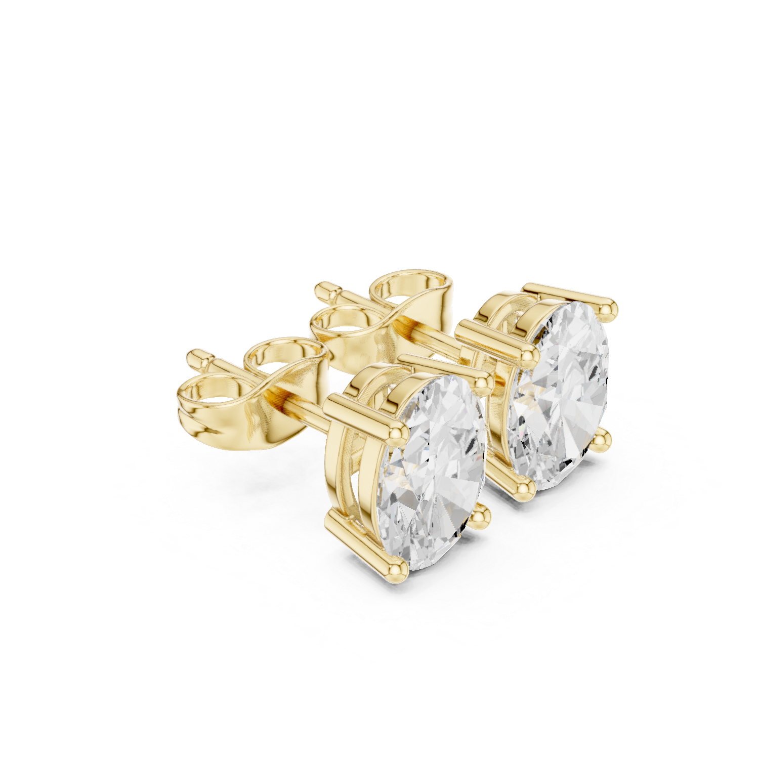 Oval diamond Lab grown earstuds prongs setting