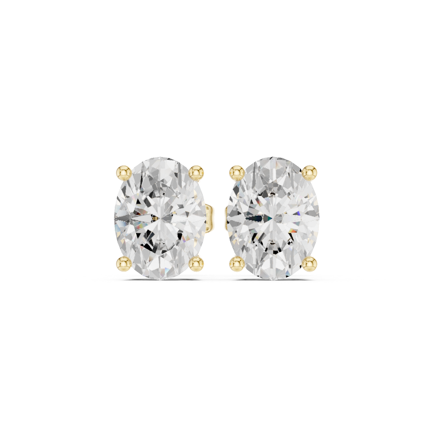 Oval diamond Lab grown earstuds prongs setting