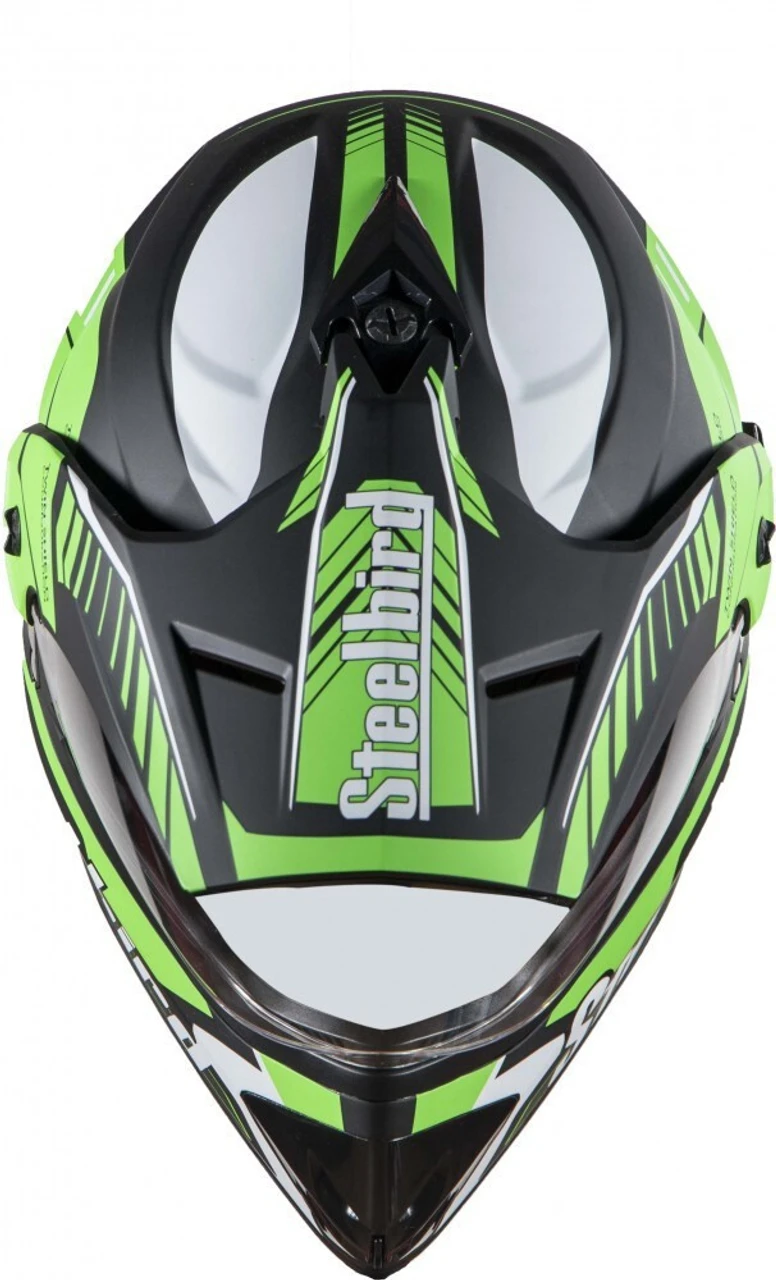 STEELBIRD SBH-13 AIRBONE MATT BLACK+GREEN+P-CAP C/V (L) STEELBIRD SBH-13 AIRBONE MATT BLACK+GREEN+P-CAP C/V (L)