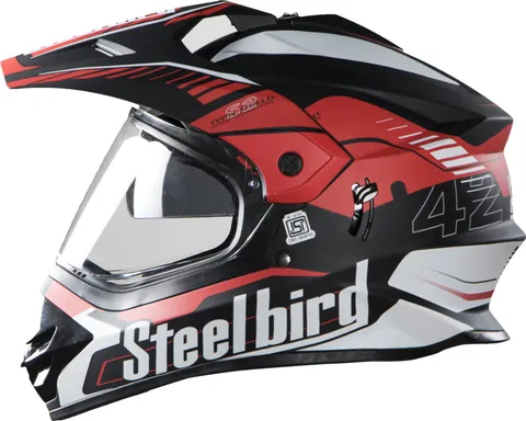 STEELBIRD SBH-13 AIRBORNE MATT BLACK/RED+P-CAP C/V (M) STEELBIRD SBH-13 AIRBORNE MATT BLACK/RED+P-CAP C/V (M)