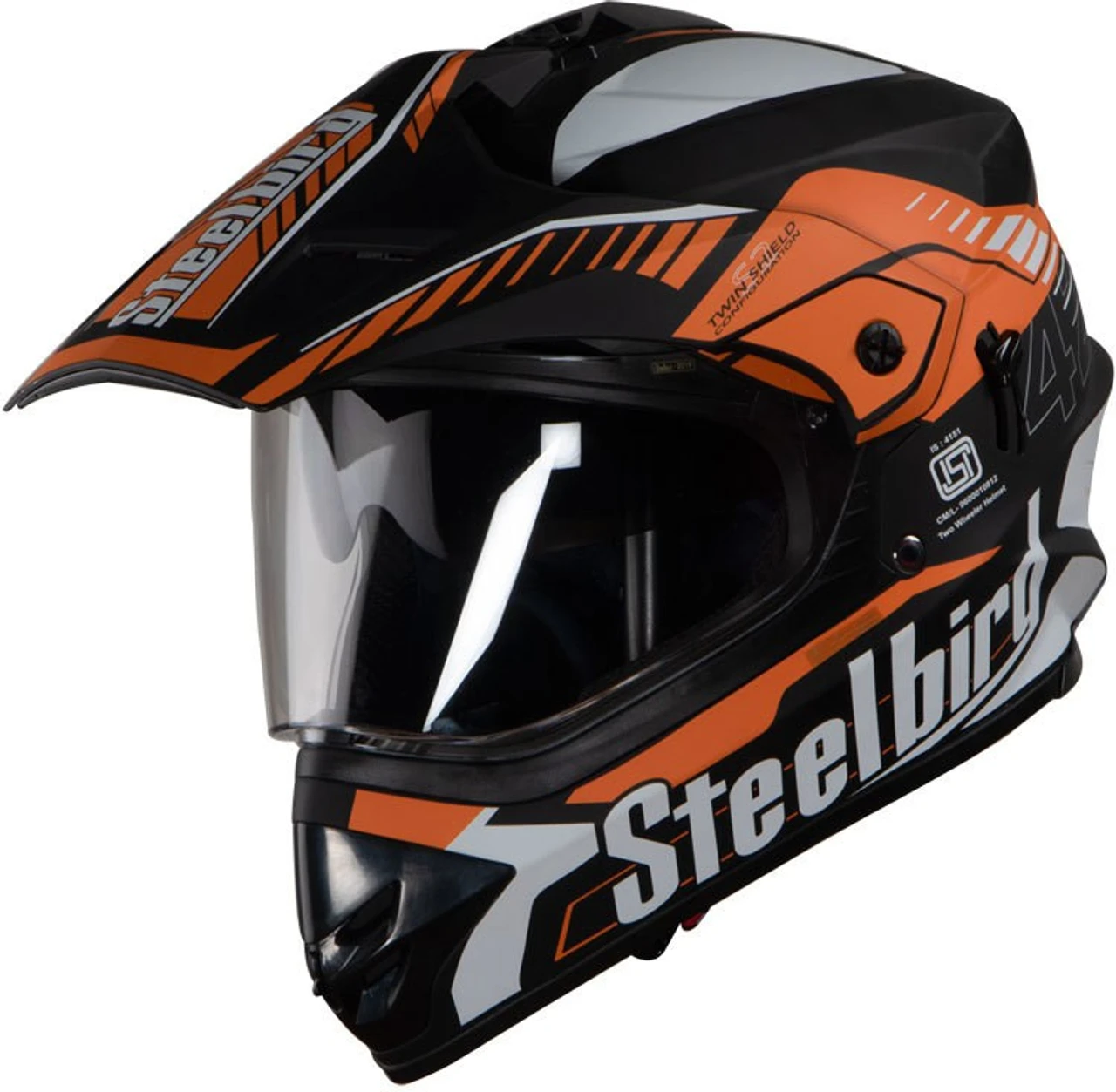 STEELBIRD SBH-13 AIRBORNE MATT BLACK/ORANGE+P-CAP C/V (L) STEELBIRD SBH-13 AIRBORNE MATT BLACK/ORANGE+P-CAP C/V (L)