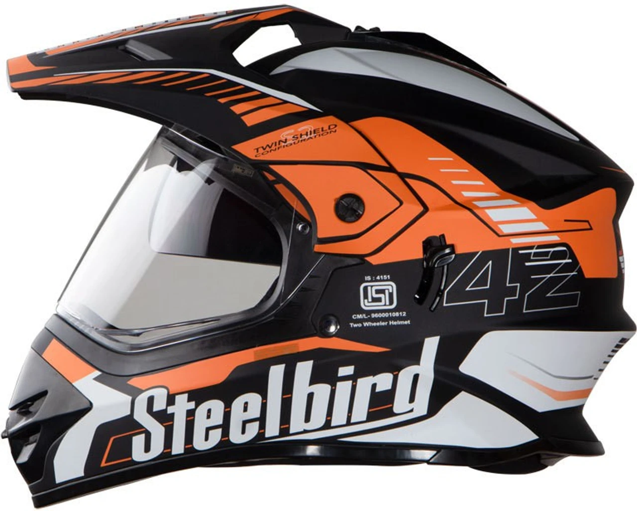 STEELBIRD SBH-13 AIRBORNE MATT BLACK/ORANGE+P-CAP C/V (L) STEELBIRD SBH-13 AIRBORNE MATT BLACK/ORANGE+P-CAP C/V (L)
