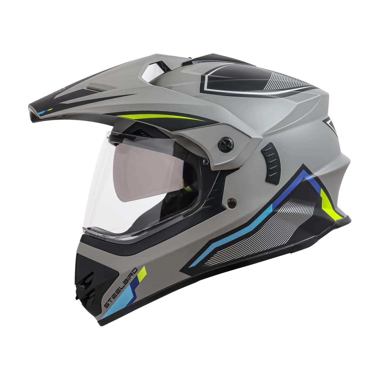 STEELBIRD SBH-13 ISS RACER MATT TITANIUM GREY/NEON C/V 600 MM STEELBIRD SBH-13 ISS RACER MATT TITANIUM GREY/NEON C/V 600 MM