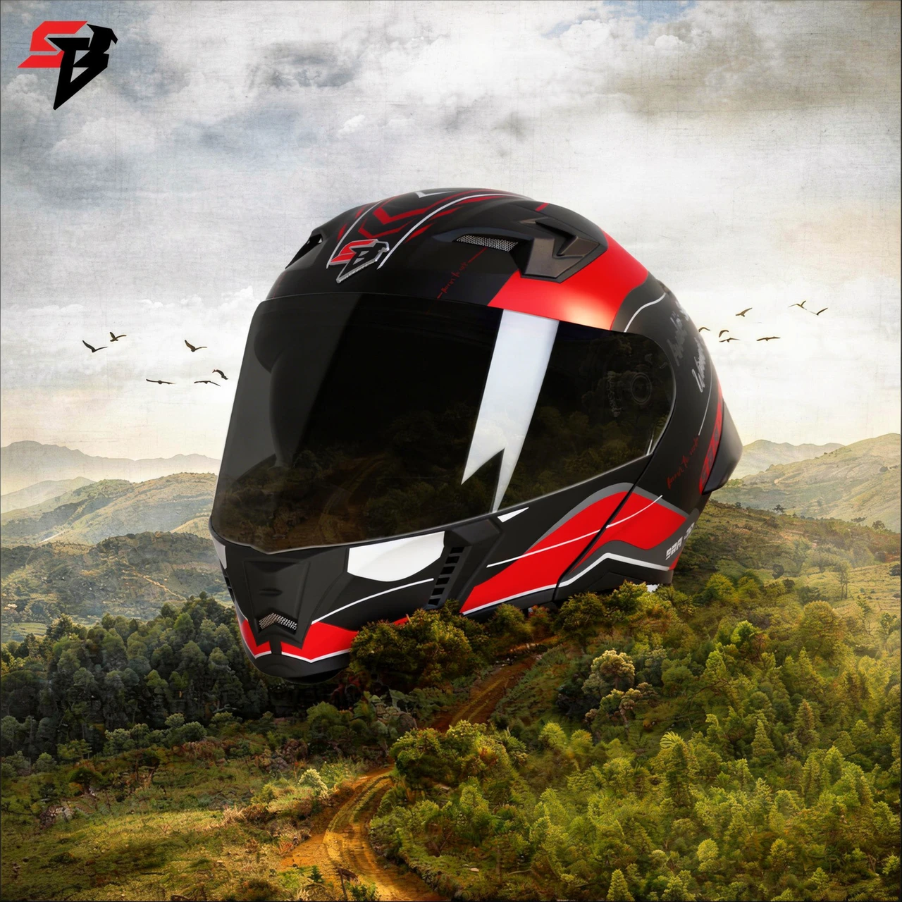 STEELBIRD SBH-20 ISS SILVER BORN TO RIDE GLOSSY BLACK/RED C/V 580MM ISI+DOT STEELBIRD SBH-20 ISS SILVER BORN TO RIDE GLOSSY BLACK/RED C/V 580MM ISI+DOT