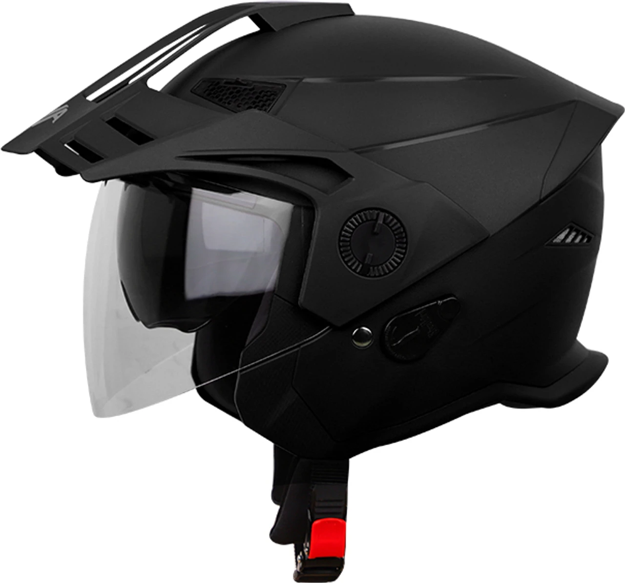 STEELBIRD SBH-23 ISS AVA MATT BLACK WITH PEAK C/V (L) STEELBIRD SBH-23 ISS AVA MATT BLACK WITH PEAK C/V (L)