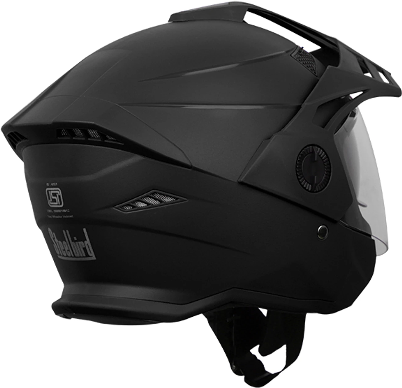 STEELBIRD SBH-23 ISS AVA MATT BLACK WITH PEAK C/V (L) STEELBIRD SBH-23 ISS AVA MATT BLACK WITH PEAK C/V (L)