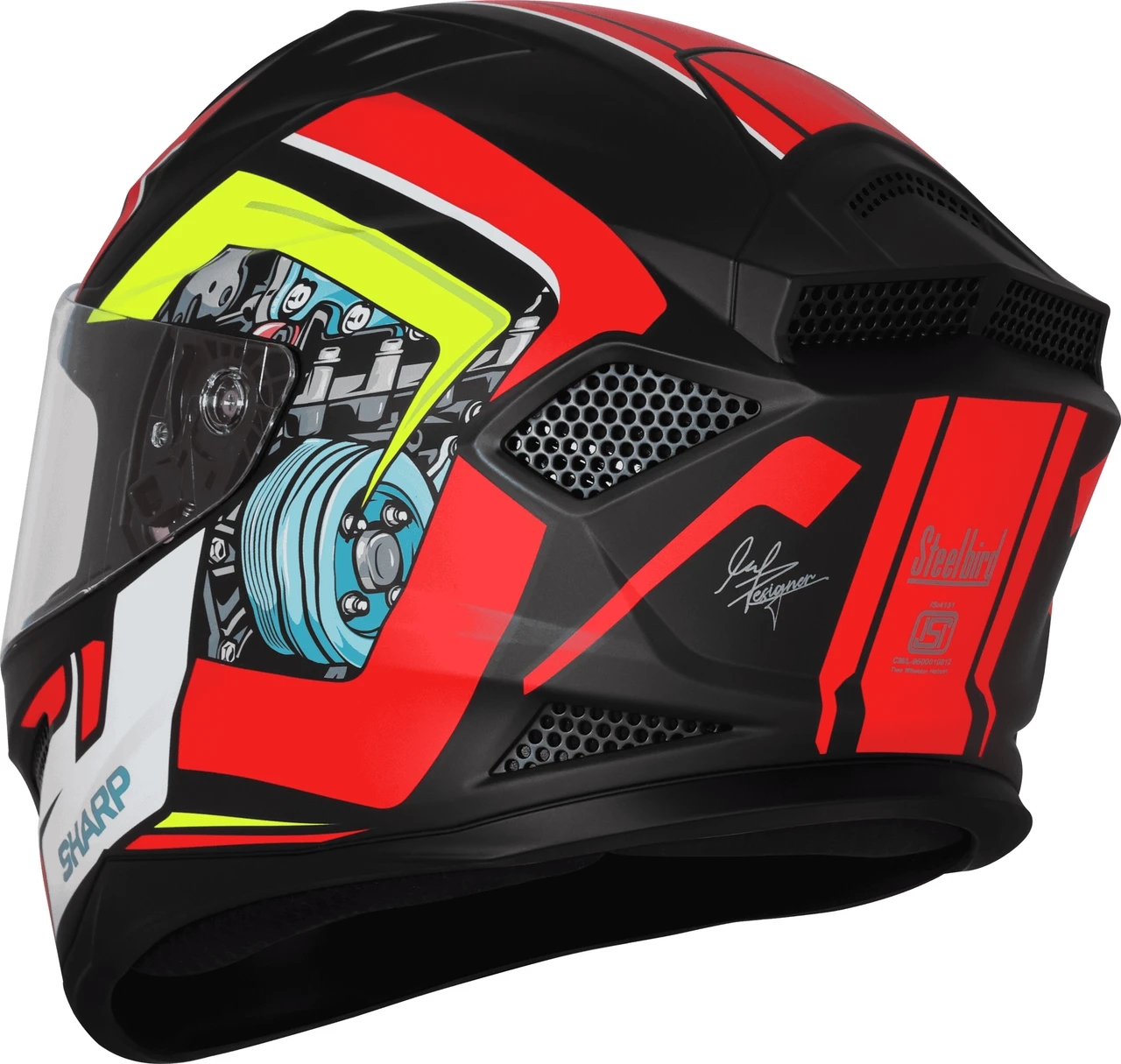 STEELBIRD SBH-25 ISS SHARP SPIKY MATT BLACK/RED C/V 580 MM