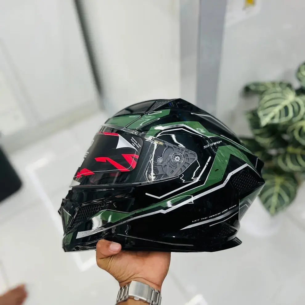 STEELBIRD SBH-25 SHARP ISS SPIRIT GLOSSY BLACK/GREEN C/V 600 MM