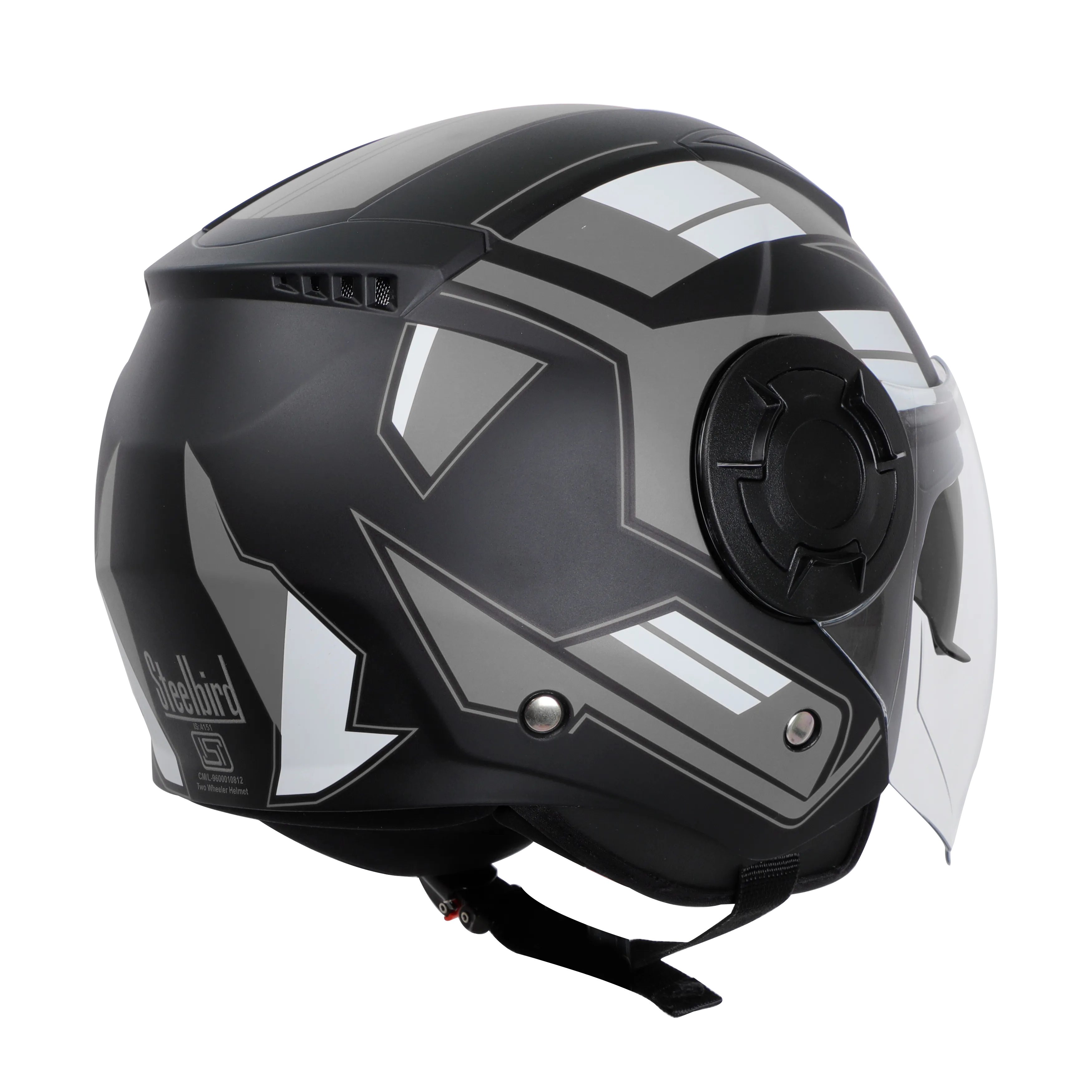 STEELBIRD SBH-31 DRX ISS PACE GLOSSY BLACK/GREY C/V (M)