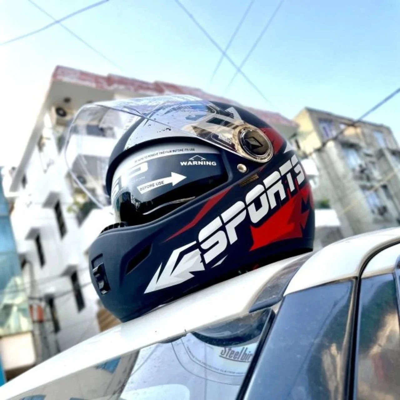 STEELBIRD SBH-34 ROX ISS R SPORTS GLOSSY BLACK/RED C/V 580 MM (M) STEELBIRD SBH-34 ROX ISS R SPORTS GLOSSY BLACK/RED C/V 580 MM (M)